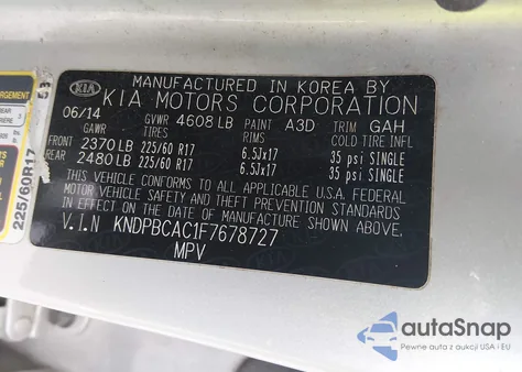 2015 Kia Sportage Lx из США, поврежденный, VIN KNDPBCAC1F7678727